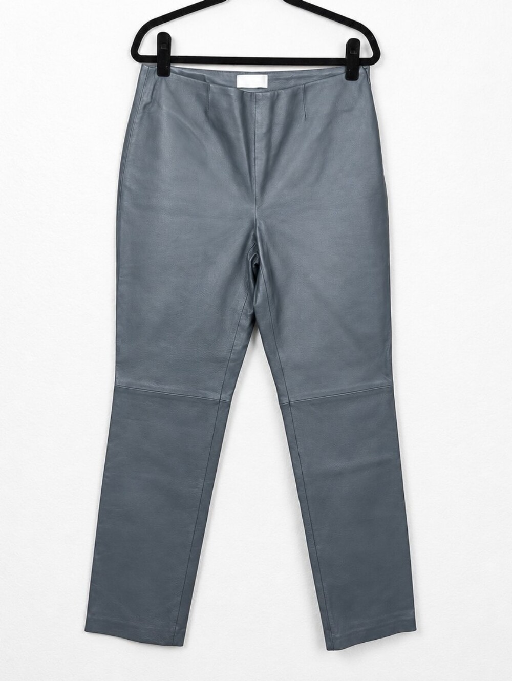 Y2K Slate Gray Pig Leather Straight Leg Pants Minimalist Quiet Luxury Women's 12